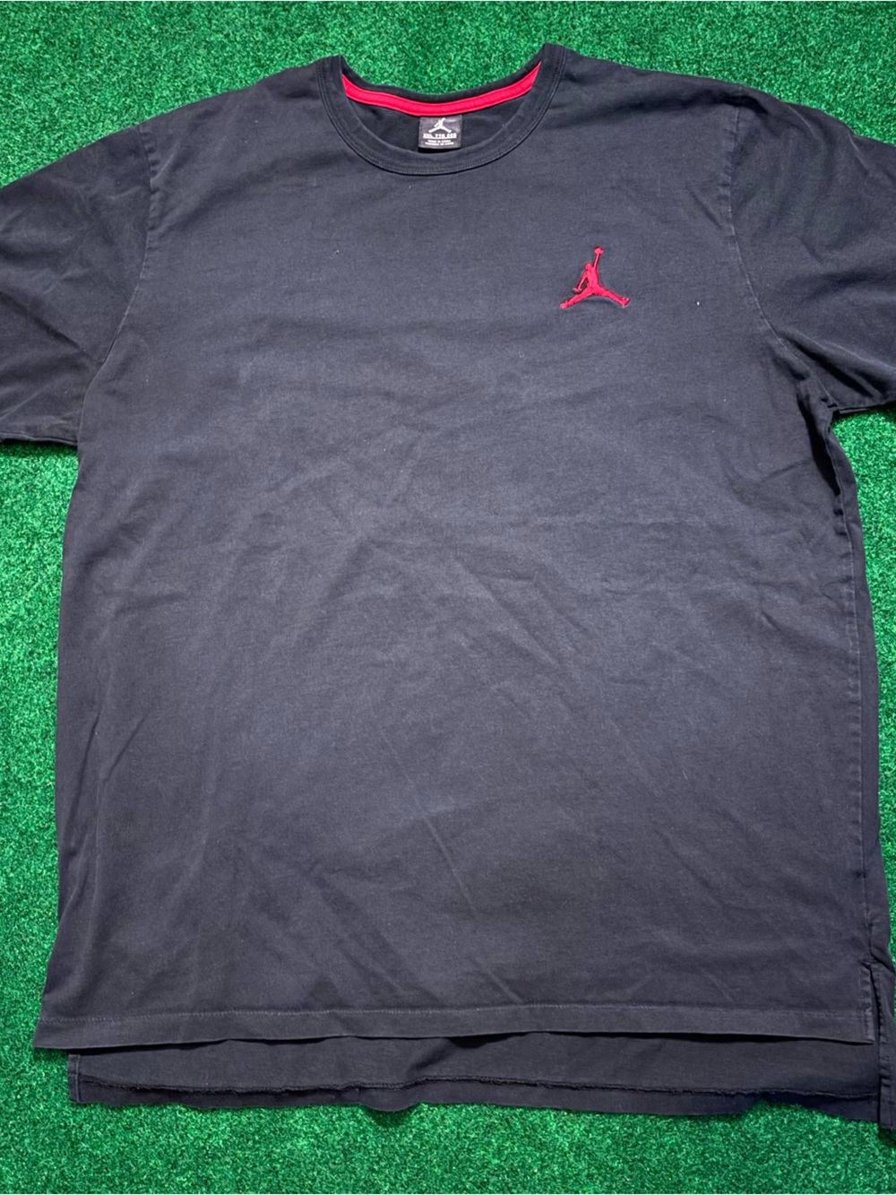 Jordan Black Short Sleeve Tee with Red Jumpman Single Stitch